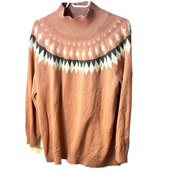 michel studio collection Chic pink Sweater with fuzzy Geometric Pattern size 2X - Picture 2 of 7